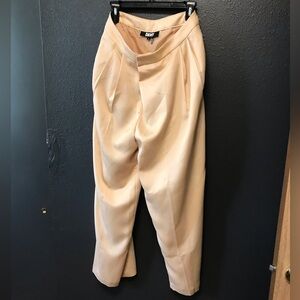 DKNY Cream High-Waist Pleated Cropped Dress Pants